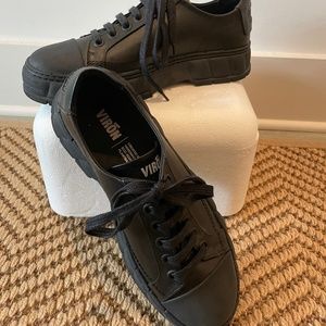 Viron Black Vegan Leather Low Top Sneakers